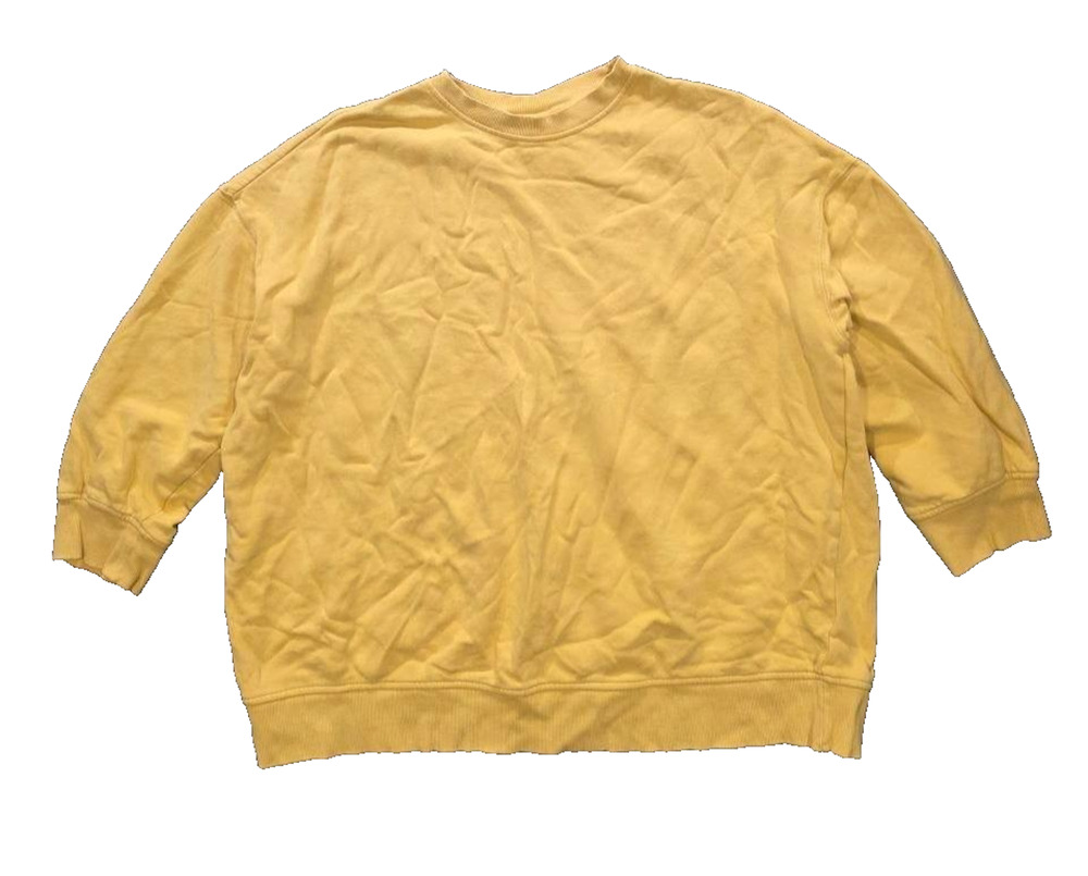 Monki Cropped Yellow Mustard Frill Y2K Sweatshirt Size Small A011025